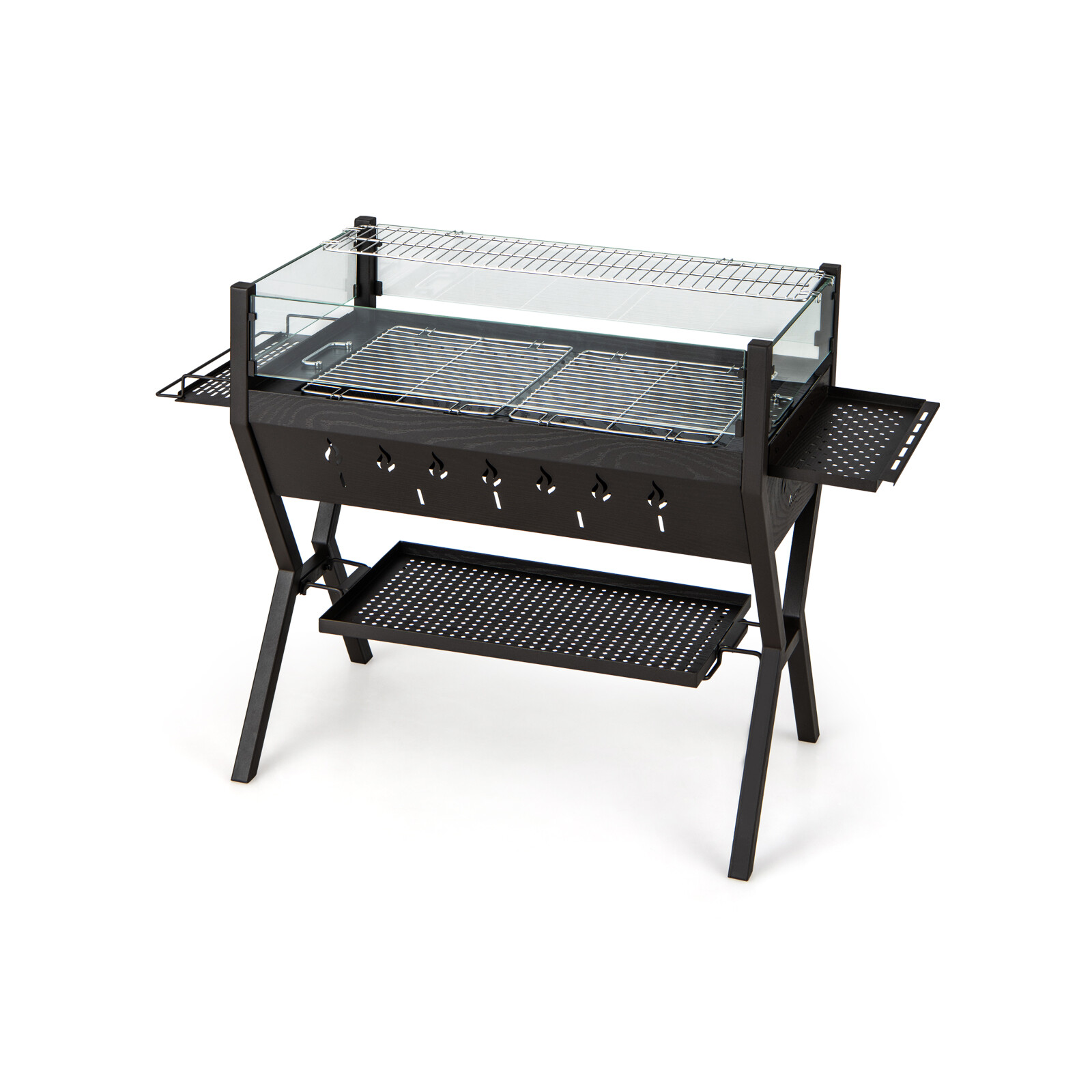 Grill süsi tuulekaitse ja maitsehoidjaga must