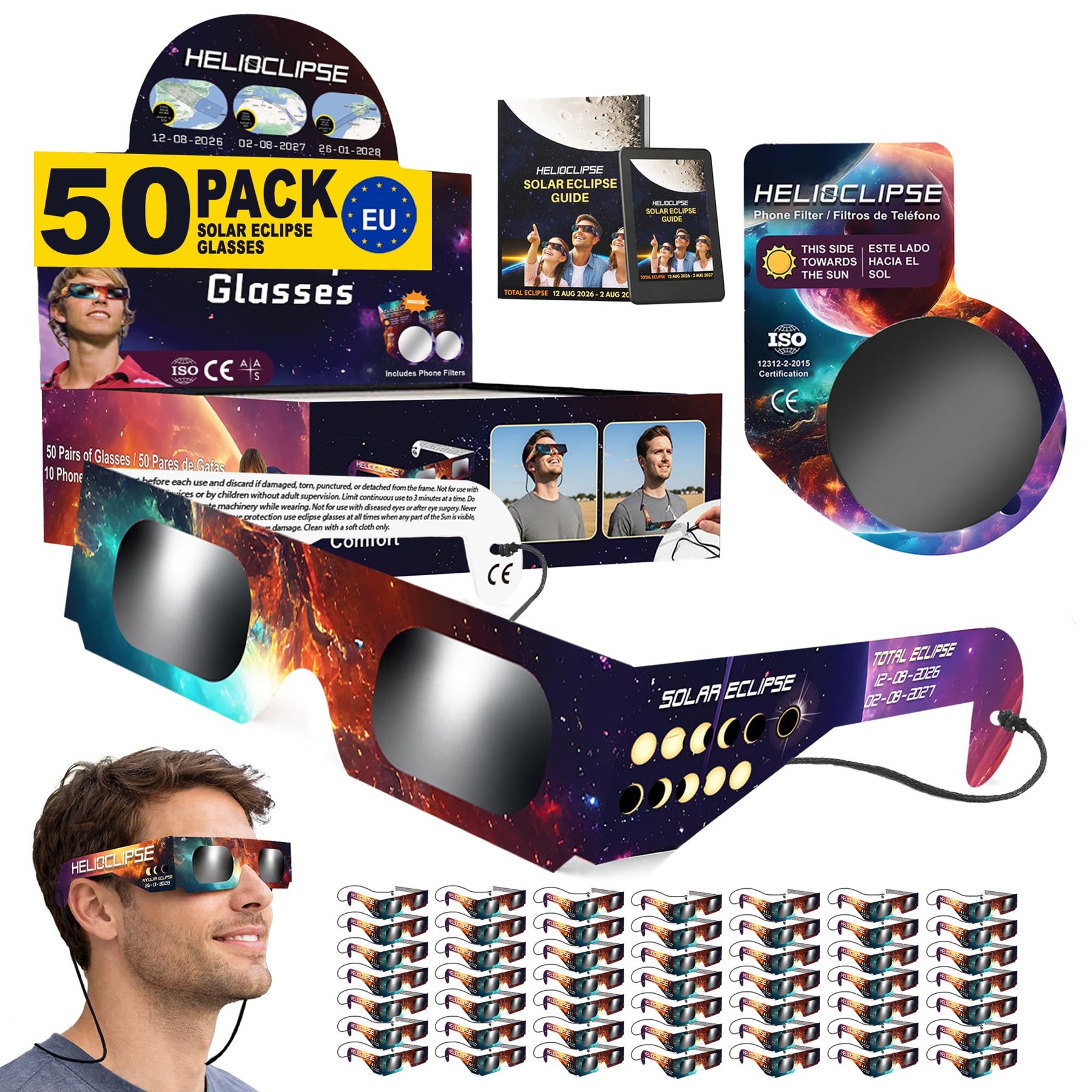 Helioclipse päikesevarjutuse prillid, 50 paari – lisavaade