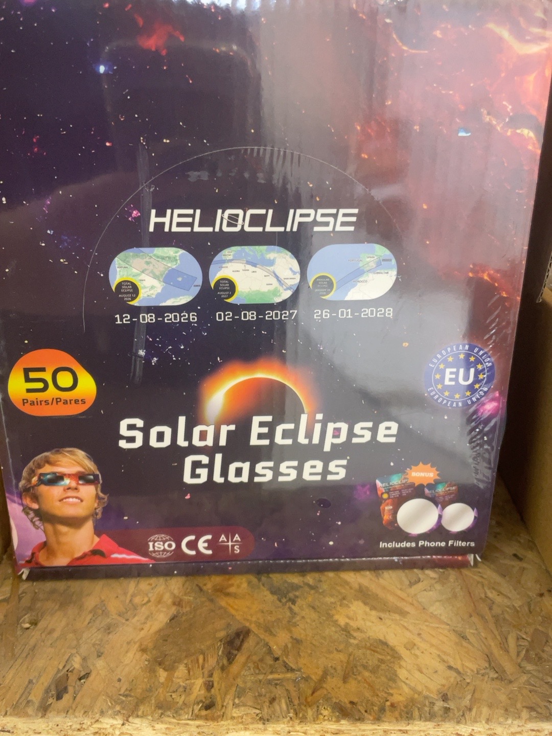 Helioclipse päikesevarjutuse prillid, 50 paari