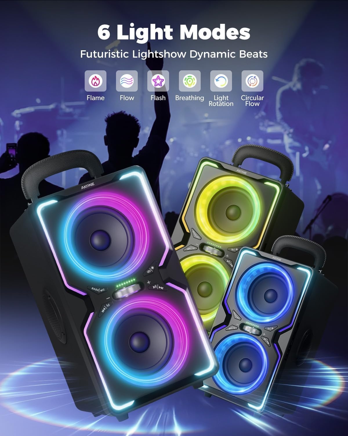 AKONE Bluetooth peokõlar 240 W peak – lisavaade