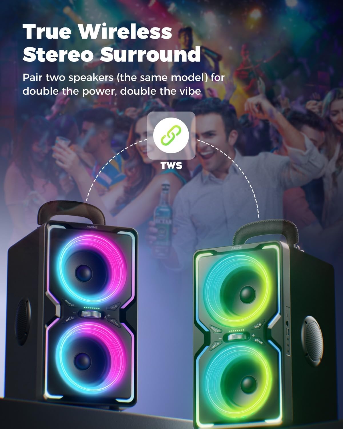 AKONE Bluetooth peokõlar 240 W peak – lisavaade