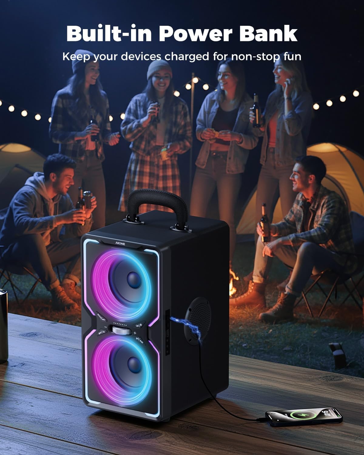 AKONE Bluetooth peokõlar 240 W peak – lisavaade
